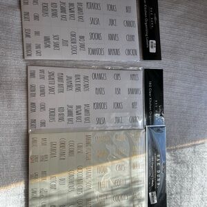 Rae Dunn Clear Kitchen Organizer Labels in White and Gold